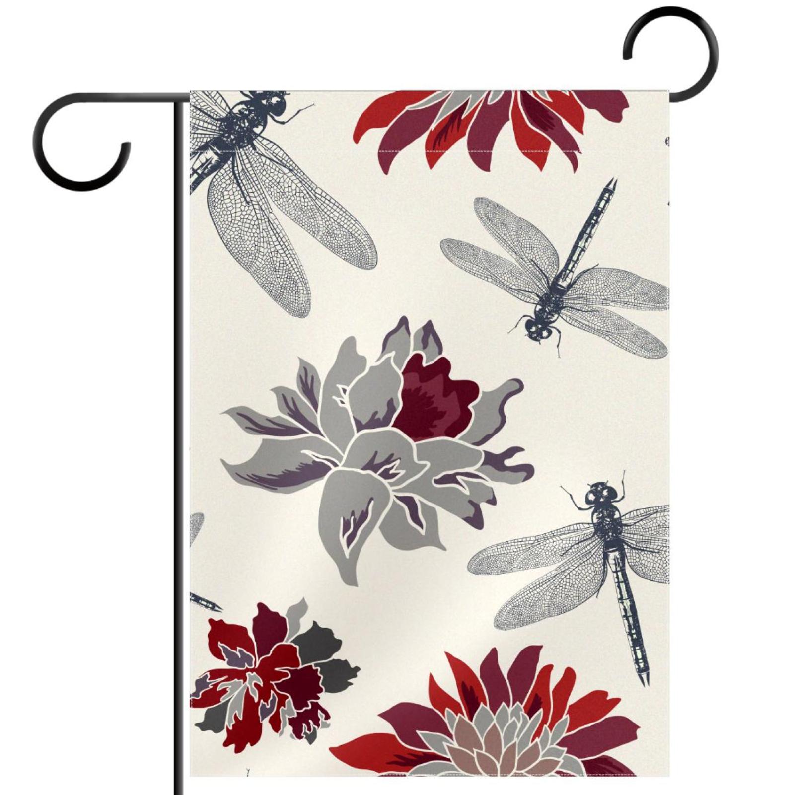 Lotus and Dragonfly Pattern Garden Banners Outdoor Flags for All
