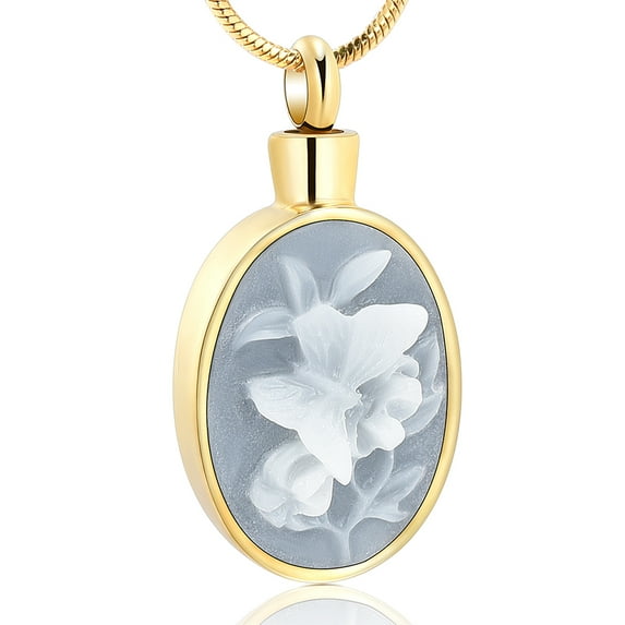 Lotus flower Keepsake Locket Necklace Hold Mini Memorial Ashes Urn Jewelry for Cremation Ashes of Loved One