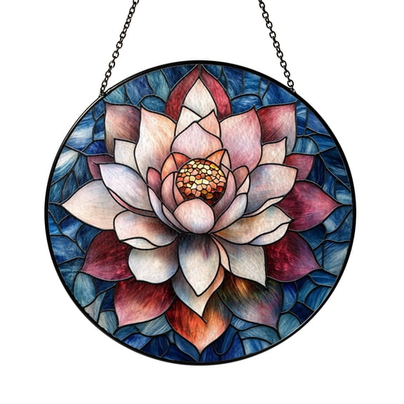 Lotus flower stained glass suncatcher, calming window ornament for yoga and meditation decor