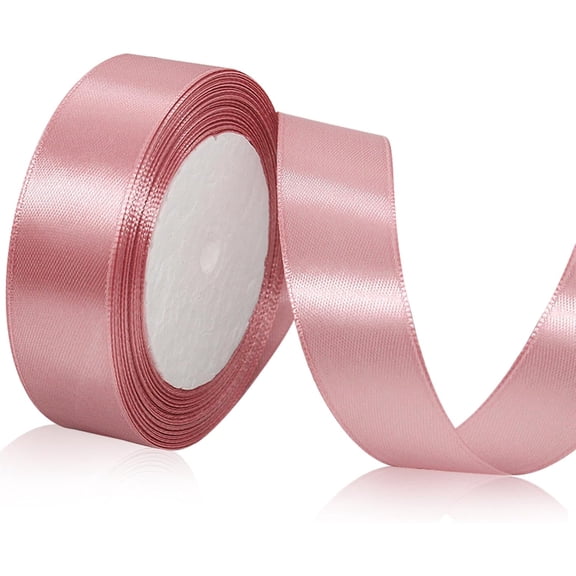 Lotus root powder color Ribbon 2cm * 22.8m,Gift Wrap Ribbons, Single Face Polyester Silk Fabric Hair String Ribbon for Craft, Gift Wrapping and Valentines Decoration, Flower Bouquets