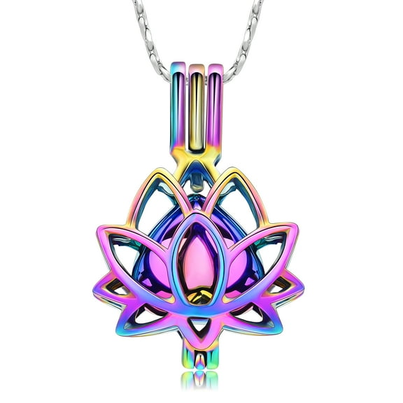 Lotus with Heart Urn for Ashes Cremation Jewelry for Ashes Urn Necklace Lockets for Human Ashes Pet Ashes Necklace for Women