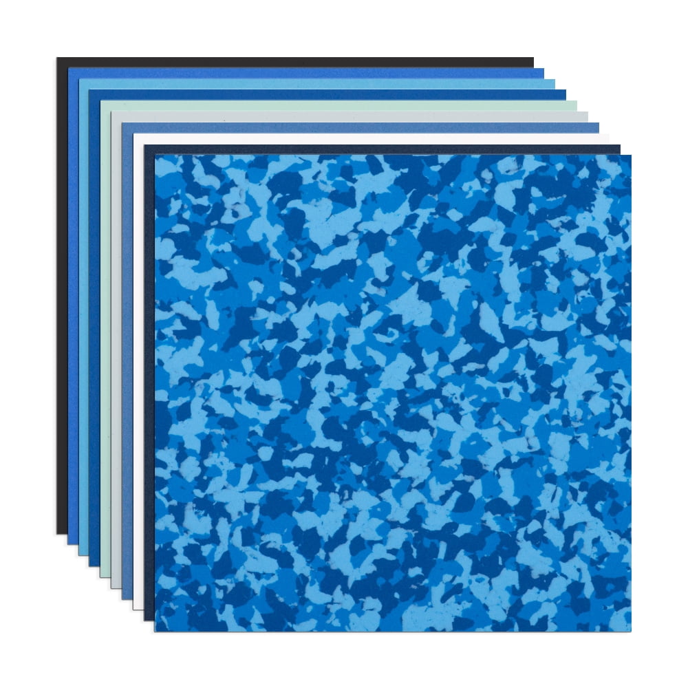 LotusDek 10 Pack of 12 Inch Squares GD150 3mm  - 12"x12" High Density Foam 130 kg/m3 for Cosplay, Costumes, Crafts - Blue Color Mix