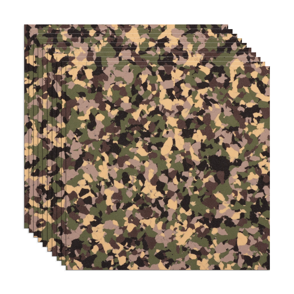 LotusFoam 10 Pack of 12 Inch Squares GD150 3mm  - 12"x12" High Density Foam 130 kg/m3 for Cosplay, Costumes, Crafts - Army Camo
