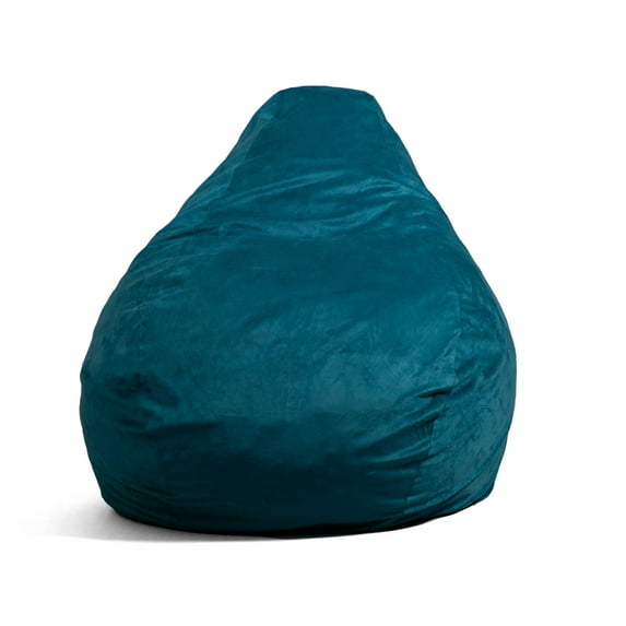 Big Joe Lotus Foam Filled Teardrop Bean Bag Chair with Removable Cover, Teal Plush, Soft Polyester, 4 feet Big