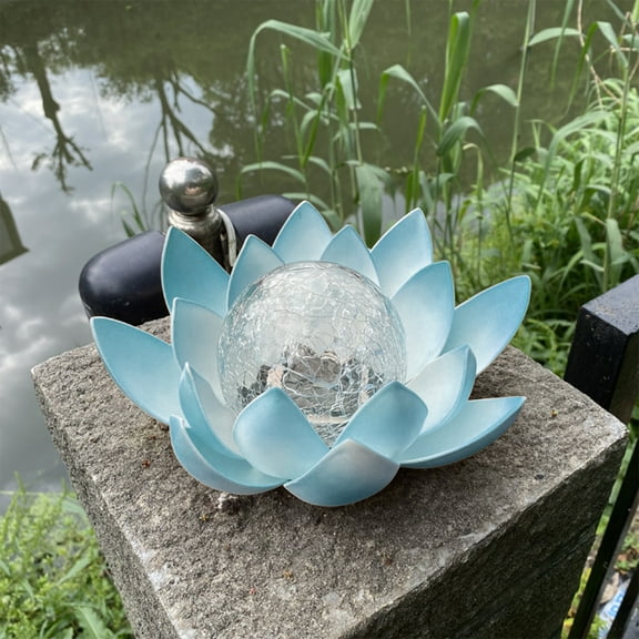 Lotuses Lights Outdoor Simulation Lotuses Lights,Solar Lights Outdoor Garden Decorative,Art Metal Lotus Cracked Glass Ball Waterproof Decorations for Lawn Patio Yard Ground Tabletop Lights