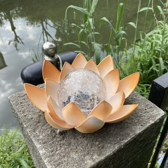 Lotuses Lights Outdoor Simulation Lotuses Lights,Solar Lights Outdoor Garden Decorative,Art Metal Lotus Cracked Glass Ball Waterproof Decorations for Lawn Patio Yard Ground Tabletop Lights