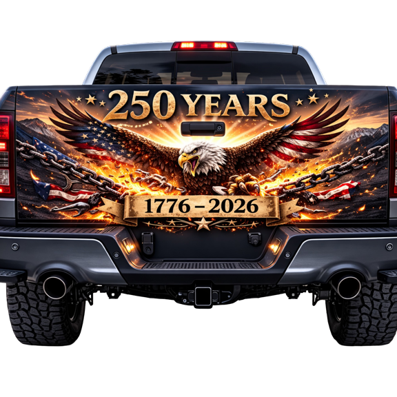 Lotusprint LLC 250 Years Patriotic Eagle Tailgate Wrap 2 Sizes (24"x58"), 1776–2026 America Flag Freedom Truck Decal
