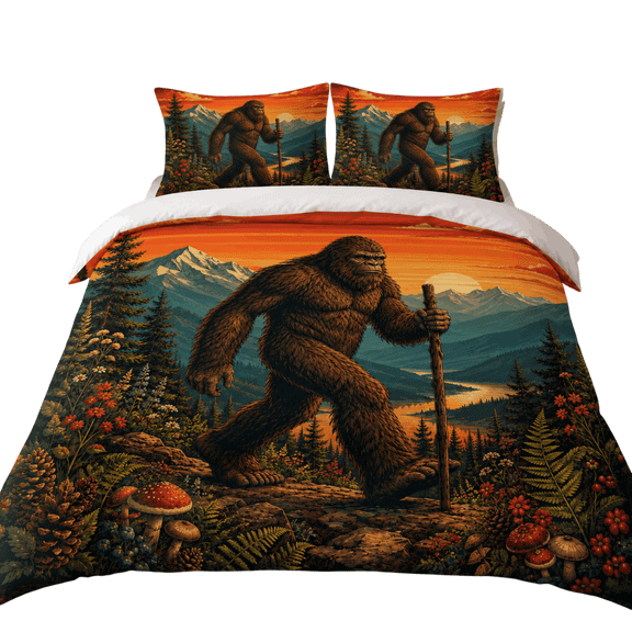 Lotusprint LLC 2D Print Bigfoot Mountain Bedding Set (68x88), Sasquatch Bedroom Decor