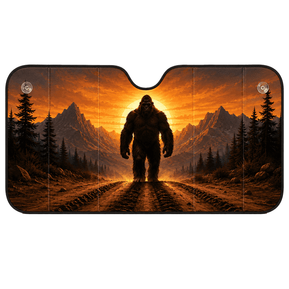 Lotusprint LLC 2D Print Bigfoot Off Road Adventure Car Sunshade 57 x 27.5in, Sasquatch Sunset Windshield Cover
