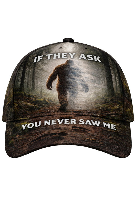 2D Print Bigfoot Sasquatch Classic Baseball Cap One Size, Funny Sasquatch Forest Graphic Trucker Cap