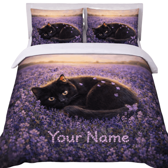 Lotusprint LLC 2D Print Black Cat Animal Bedding Set (60x80), Gift for Animal Lovers