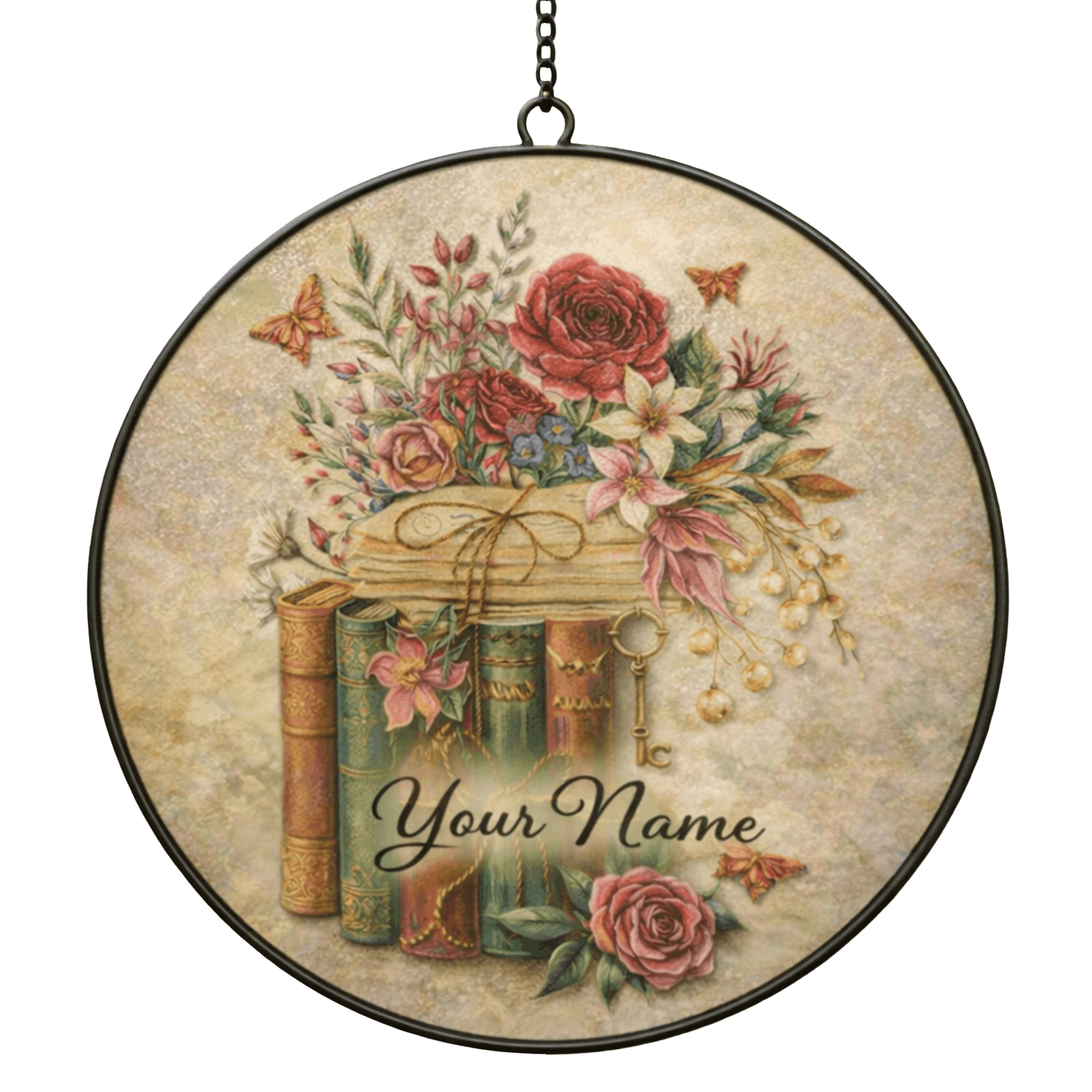 Lotusprint LLC 2D Print Books Vintage Colorful Stained Glass Suncatcher ...