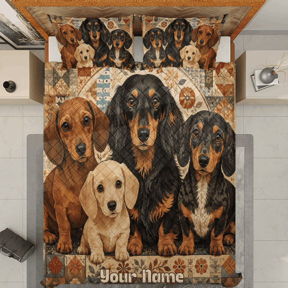 Lotusprint LLC 2D Print Dog Friends Quilt Bedding Set 90x100, Pet Lover Bedroom Decor
