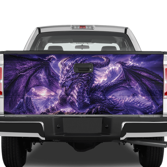 Lotusprint LLC 2D Print Fantasy Dragon Custom Tailgate Wrap, Purple Truck Decal