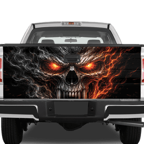 Lotusprint LLC 2D Print Flame Skull Smoke Custom Tailgate Wrap, Dark Truck Decal