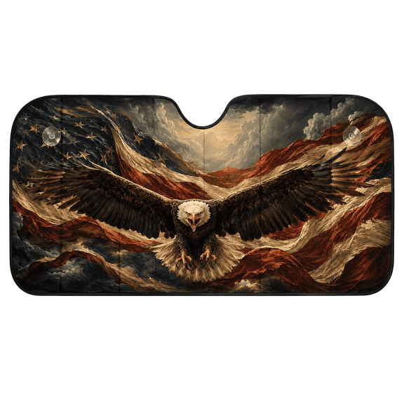 Lotusprint LLC 2D Print Freedom Eagle Flagstorm Car Sunshade 57 x 27.5in, Patriotic America Windshield Cover