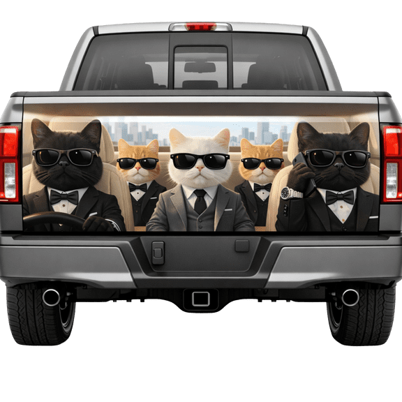 Lotusprint LLC 2D Print Funny Cat Tailgate Wrap 2 Sizes (26"x66"), Cool Cats Pickup Graphic