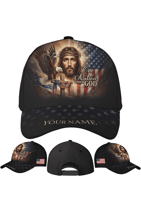 2D Print Personalized Cross Christian Patriotic Classic Baseball Cap One Size, Christian USA Flag Gift For Faith Lovers