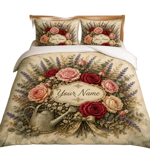 Lotusprint LLC 2D Print Personalized Vintage Floral Garden Bedding Set (60x80), Elegant Bedroom Decor For Flower Lovers
