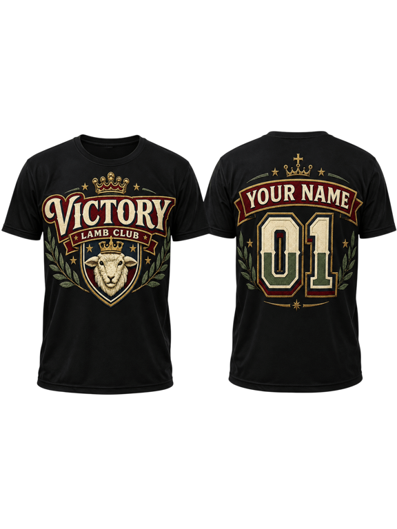 2D Print Victory Lamb Unisex T-shirt 3D, Personalized Christian Varsity Tee