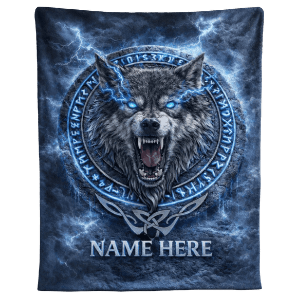 Lotusprint LLC Personalized Wolf Blanket Norse Mythology Lightning Fleece Throw Gift 80"x60"