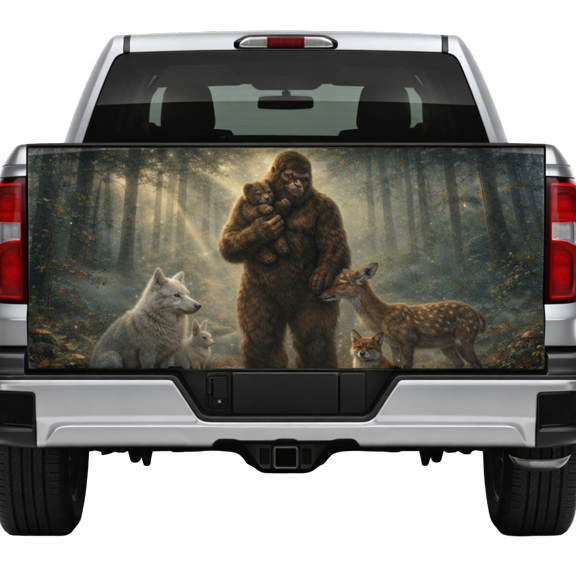 Lotusprint LLC Bigfoot Style Nature Animals Tailgate Wrap 2 Sizes (24"x58"), forest wildlife tailgate wrap