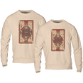 thumbnail image 1 of Lotusprint LLC Couple Pocker Card Queen and King Graphic Valentine Sand Classic Unisex Crew-neck Sweatshirt Gildan 18000 S, Couple Gift Sweatshirt, 1 of 4