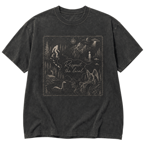 Lotusprint LLC Cryptid Map Classic Unisex T-Shirt Comfort, Forest Legends Adventure Graphic Tee