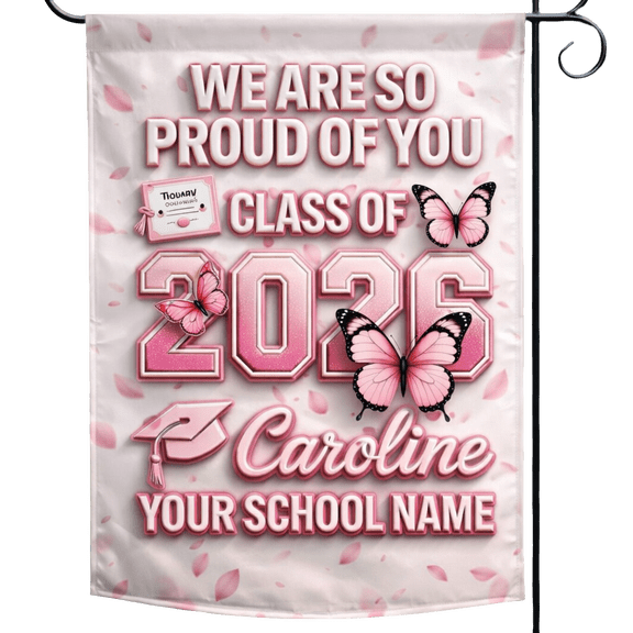 Lotusprint LLC Customized 3D Illusion Graduation Season Theme Class of 2026 Graphic Flat 2D Print Polyester Wall Flag One Size 36 x 60 inches, Graduation Yard Decor 2026 Flag