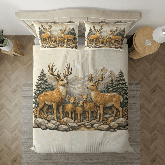 Lotusprint LLC Deer Family Bedding Set Bedding Set (60x80), Woodland Animal Bedroom Decor