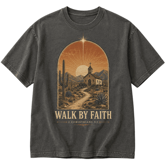 Lotusprint LLC Desert Church Christian Classic Unisex T-Shirt Comfort, Western Faith Landscape Graphic Tee