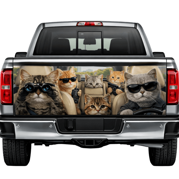 Lotusprint LLC Funny Cats Tailgate Wrap 2 Sizes (24"x58"), funny cats tailgate wrap, cute cat truck decal