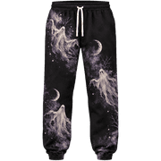 Lotusprint LLC Ghost Moon Graphic Sweatpants, Gothic Celestial Dark Jogger Pants