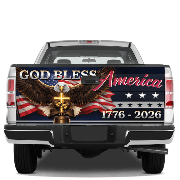 Lotusprint LLC God Bless America 1776–2026 250th Anniversary Patriotic Eagle Flag Tailgate Wrap 2 Sizes (24"x58")