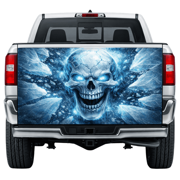 Lotusprint LLC Halloween Skull Horror Tailgate Wrap 2 Sizes (24"x58"), skull tailgate decal, scary skull truck decal