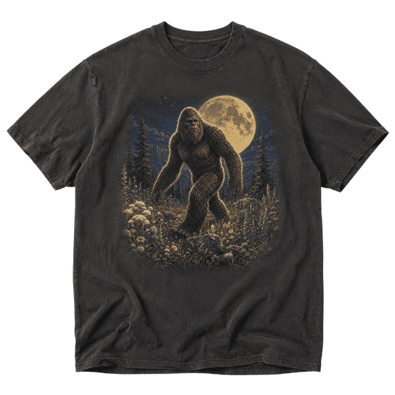 Lotusprint LLC Moonlit Bigfoot Classic Unisex T-Shirt Comfort, Forest Moon Graphic Tee