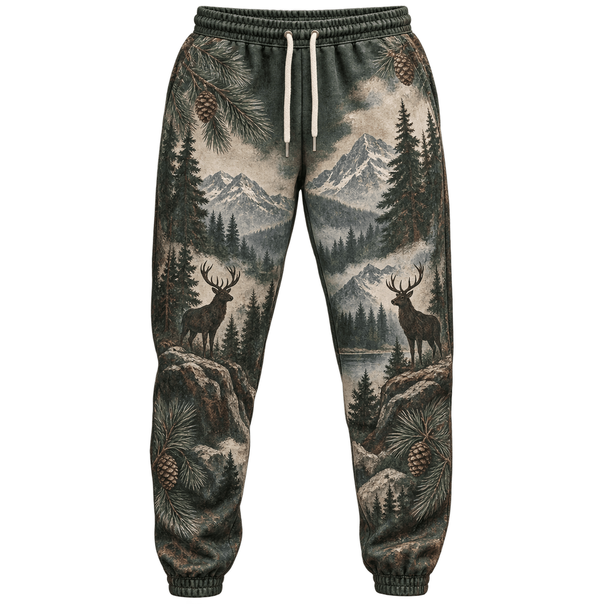 Rustic Boots Lotusprint LLC Mountain Deer Forest All-Over Print Sweatpants, Rustic ...