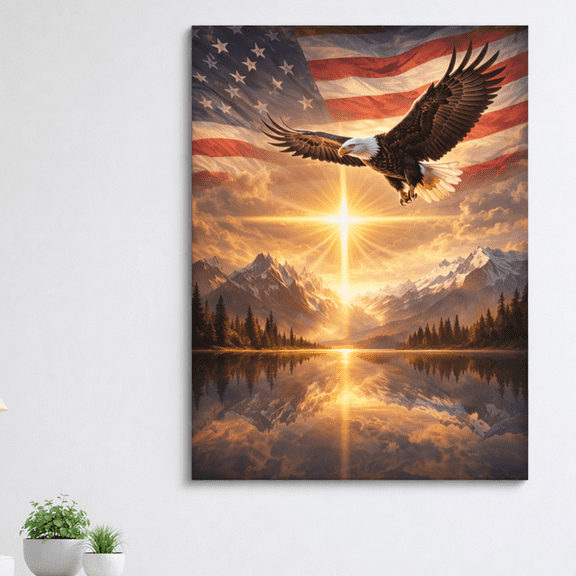 Lotusprint LLC Patriotic America Eagle Poster 11" x 17”, Multicolor, America Flag Eagle Canvas, Eagle Wall Poster