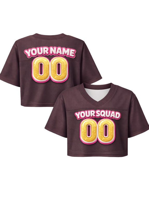 Personalized Crop Top Football Jersey, Custom Name Number Jersey for Women Outfit Gift for Football Lovers