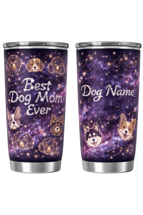 Personalized Cute Dog Stainless Tumbler 20oz Flat 2D Print, dog theme drinkware, funny dog tumbler