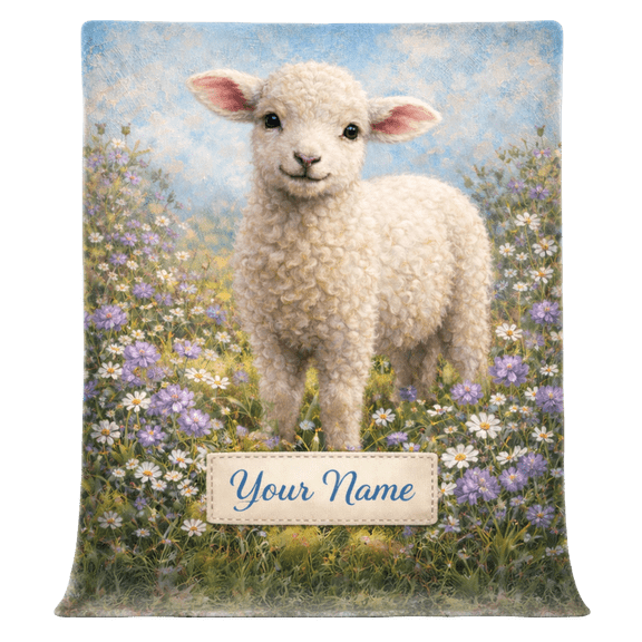 Lotusprint LLC Personalized Cute Sheep Farm Animal Fleece Blanket, Soft Farm Theme Throw Blanket for Home Decor and Comfort
