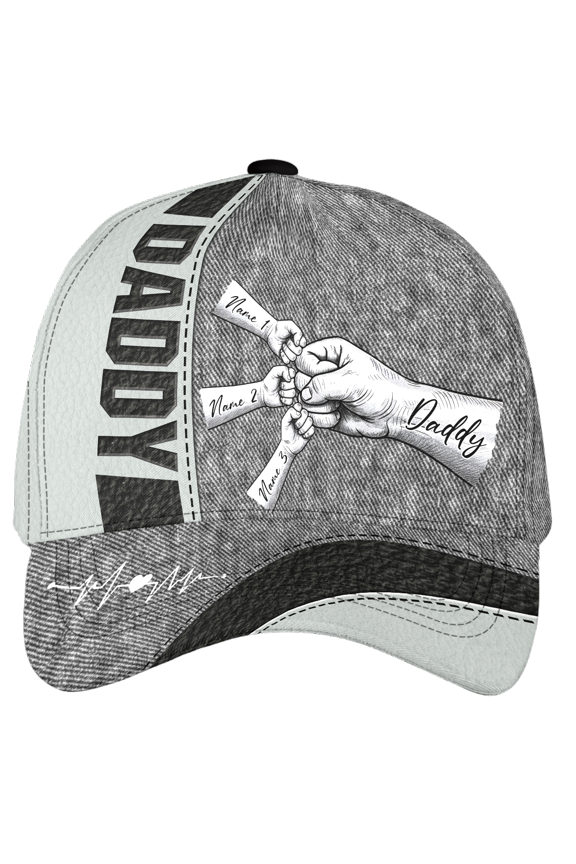 Personalized Dad Hat with Children Names Classic Baseball Cap One Size, Multicolor, Father's Day Gift