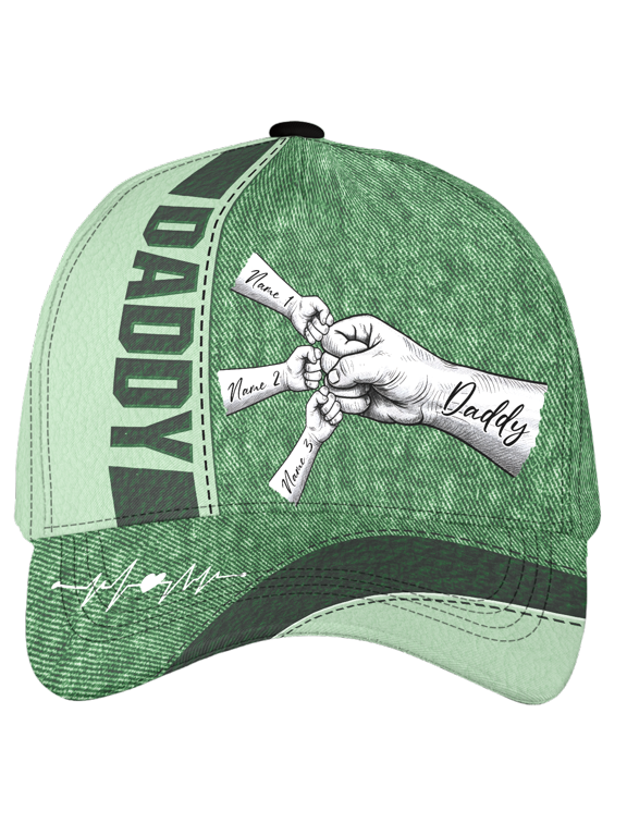 Personalized Dad Hat with Children Names Classic Baseball Cap One Size, Multicolor, Father's Day Gift