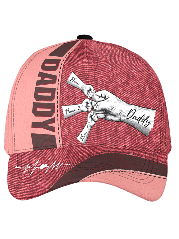 Personalized Dad Hat with Children Names Classic Baseball Cap One Size, Multicolor, Father's Day Gift