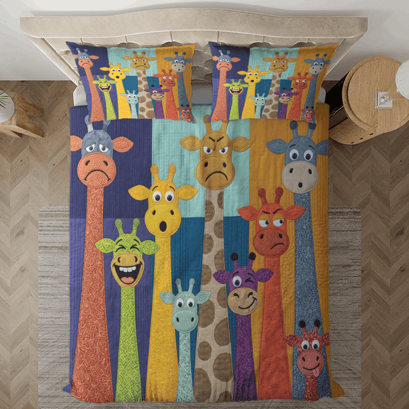 Lotusprint LLC Personalized Giraffe Bedding Set, Multicolor, Safari Animal Bedroom Decor, Wildlife Nature Bed Set