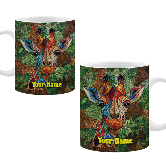 Lotusprint LLC Personalized Giraffe Ceramic Mug, Safari Animal Coffee Cup, Wildlife Nature Drinkware Gift