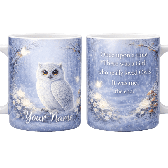 Lotusprint LLC Personalized Owl Lovers Ceramic Mug 11oz, White, cute owl mug gift, owl theme drinkware
