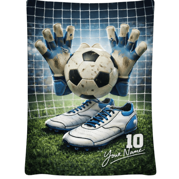 Lotusprint LLC Personalized Soccer Ball Fleece Blanket, 80"x60", Football Lover Gift Soft Cozy Throw