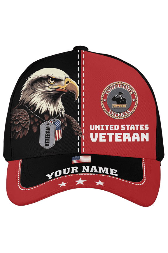 Personalized US Veteran Classic Baseball Cap One Size, patriotic veteran cap