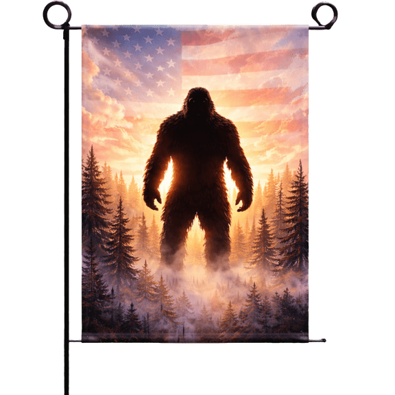 Lotusprint LLC USA Bigfoot Garden Flag 12x18 inches, bigfoot patriotic flag, usa themed banner